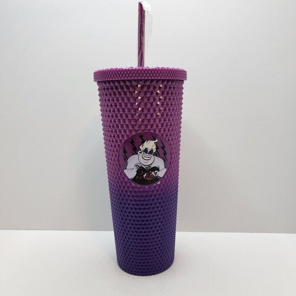 Disney Villain Ursula Purple Studded Tumbler w/Lid & Straw Little Mermaid NEW - Picture 1 of 7